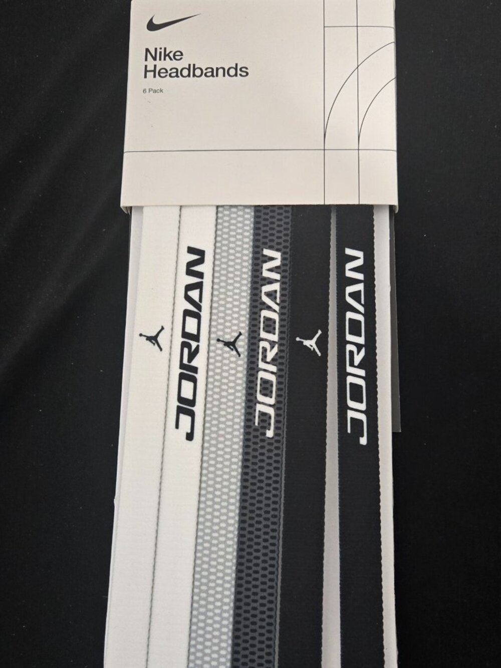 Nike Jordan Elastic Sport Headbands 6-Pack Black/White/Grey OSFM NWT